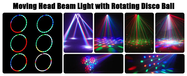U'King 100W 6-Arm RGBW Beam Moving Head Light With Remote Control Rotating Strobe Stage Light DJ Light For Wedding Party Bar KTV
