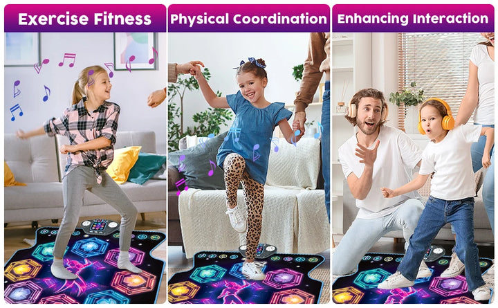 VATOS Dance Mat for Kids 27 Levels 8 LED Keys Bluetooth 5 Game Modes Built-in Music Ages 3+ Years