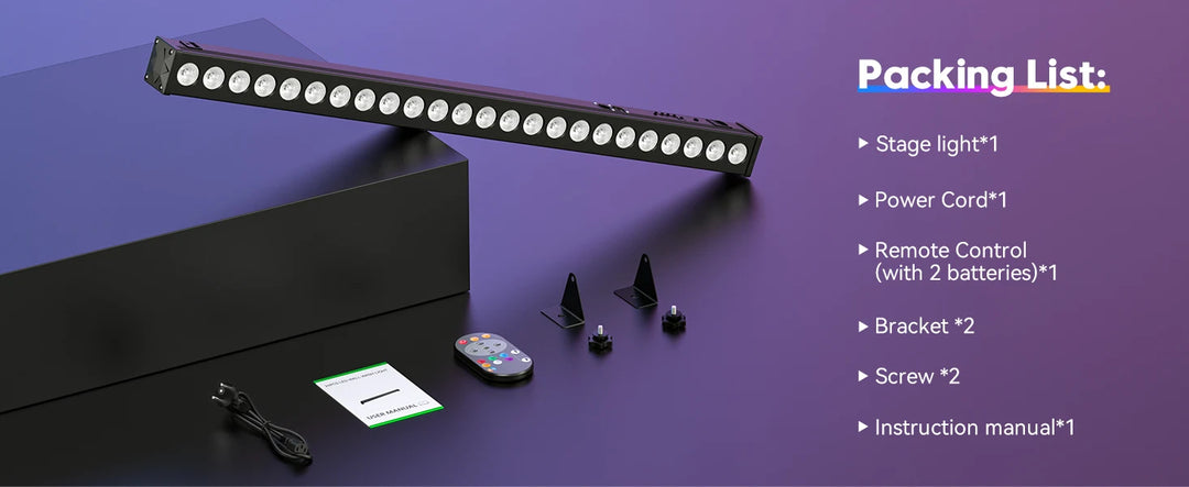 U'King 2Pcs 60W RGB 24LED Wall Wash Light Bar With Remote Controller DMX Stage Light Bar For Wedding Church Music Dance DJ Party