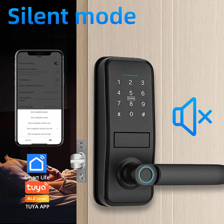 RAYKUBE Smart Biometric Fingerprint Door Lock Electronic Lock Tuya App Set Fingerprint/ Password/ Card Unlock Delivery From US