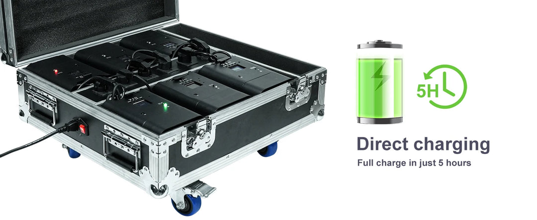 U'King 6Pcs 6X18W LED RGBWA+UV Rechargeable Battery Par Lights With Rechargeable Flightcase Set For DJ Disco Wedding Party Bar