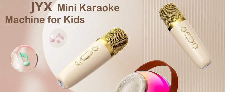Wireless Microphones & Speaker System with Built-in Mic, LED Lighting Effects, USB-C Fast Charging, Camping, Valentine's Gifts