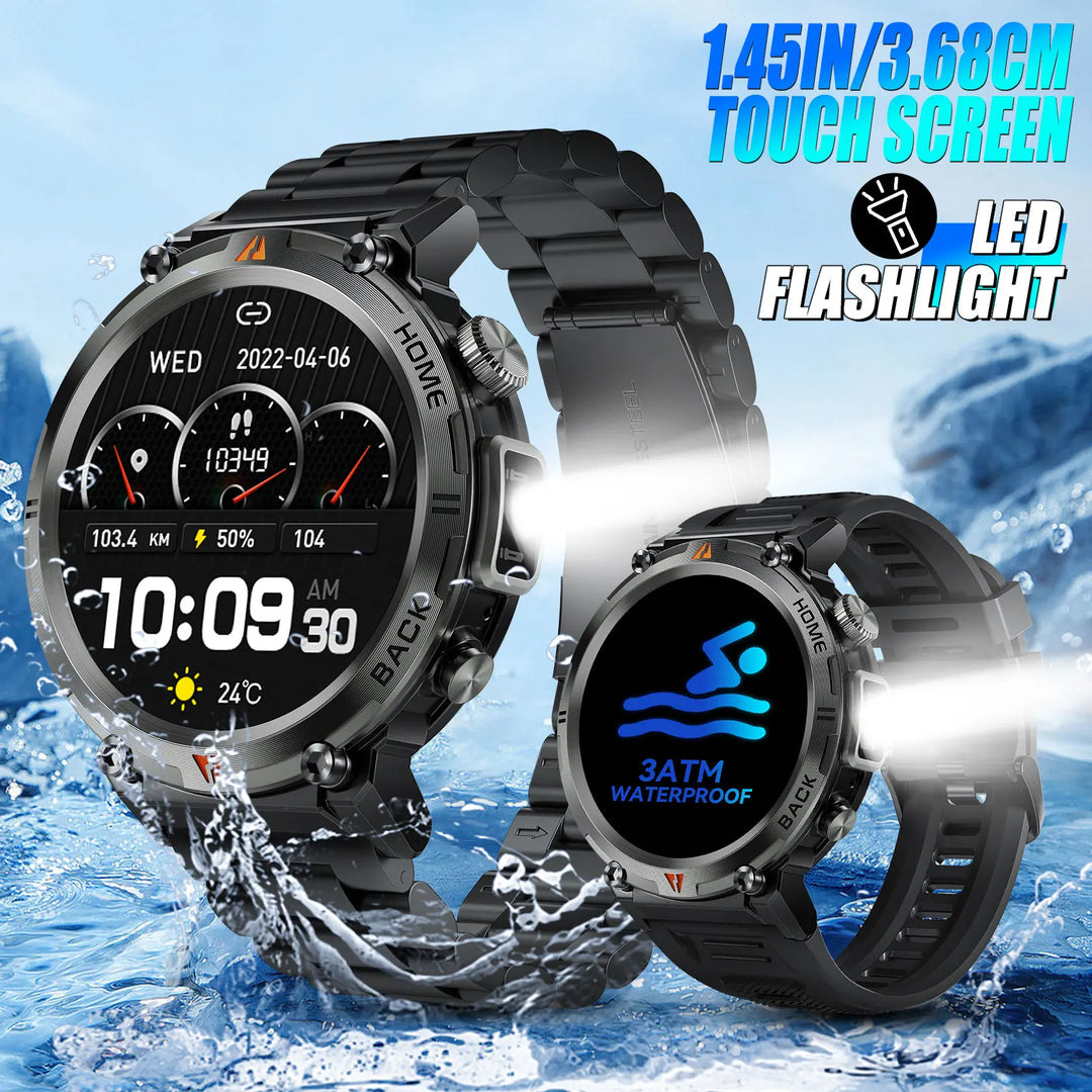 LaNikar New Bluetooth Call Smart Watch Men Full Touch Screen Health Monitor With Flashlight Men SmartWatch