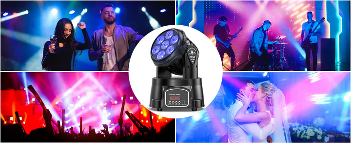 U`King 4Pcs 50W Moving Head Stage Lights 7X4W RGBW LED Beam SpotlightS DMX DJ Light For Disco Music Wedding Party Dance Club KTV