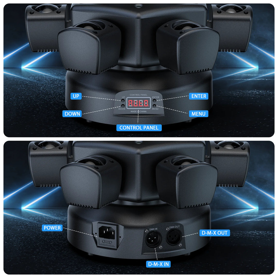 U'King 100W 6-Arm RGBW Beam Moving Head Light With Remote Control Rotating Strobe Stage Light DJ Light For Wedding Party Bar KTV