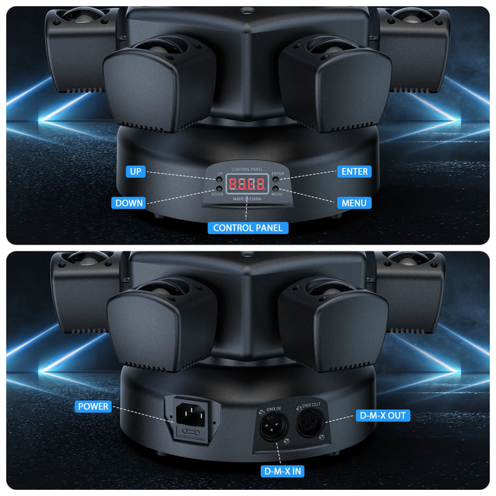 U'King 100W 6-Arm RGBW Beam Moving Head Light With Remote Control Rotating Strobe Stage Light DJ Light For Wedding Party Bar KTV