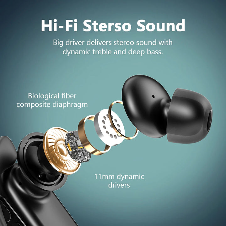Mpow T68 Deep Bass Wireless Earbuds Bluetooth 5.3 TWS Earphones in-Ear LED Display Waterproof True Earphones for Work Gym Sports
