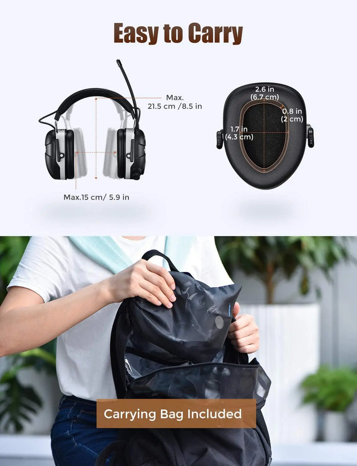 Mpow Bluetooth Noise Reduction Ear Muffs with Microphone AM/FM Radio Ear Hearing Protection NRR 29dB/ SNR 32dB Noise Reduction