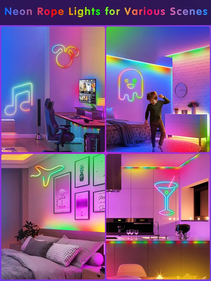 LED Neon Light Strip With Tuya Intelligent Control RGB Waterproof Neon Rope Light Suitable For Outdoor Decoration Of Houses