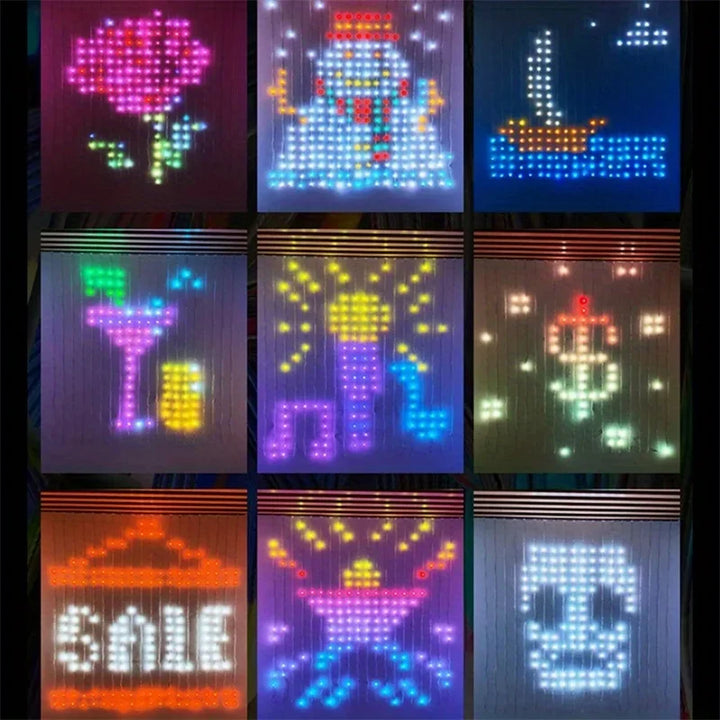 Smart LED Curtain Lights RGB APP Control DIY Text and Pattern 400LEDs Hanging Fairy String Lights Curtain Home Room Decor
