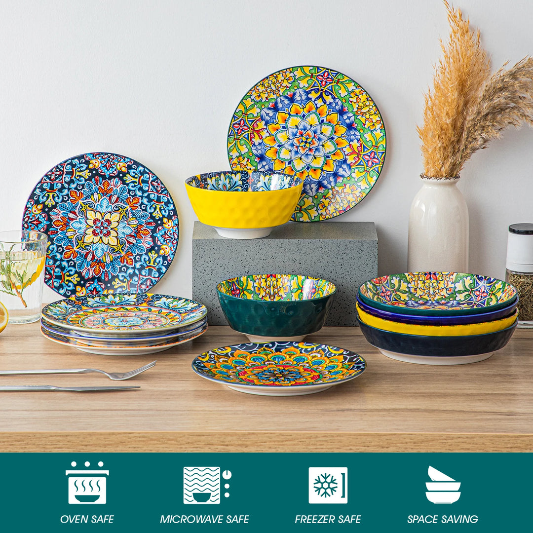 vancasso 6/12 Piece Porcelain Dinner Plates Crockery Breakfast Plate Set Scratch Resistant Flat Plates Dinnerware Set for 6
