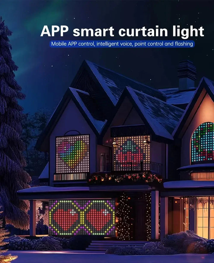 Smart LED Curtain Lights RGB APP Control DIY Text and Pattern 400LEDs Hanging Fairy String Lights Curtain Home Room Decor