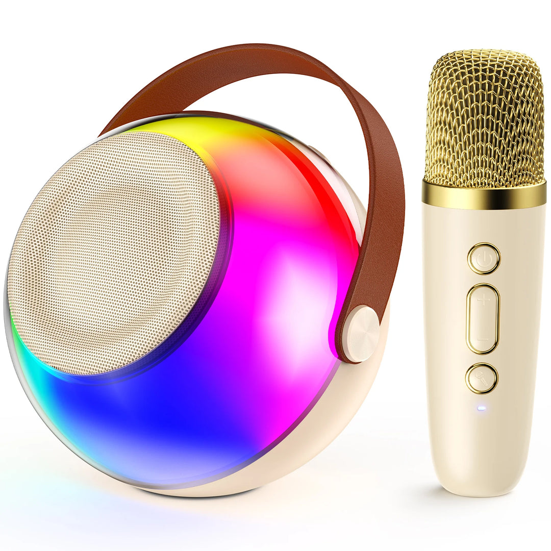 Wireless Microphones & Speaker System with Built-in Mic, LED Lighting Effects, USB-C Fast Charging, Camping, Valentine's Gifts