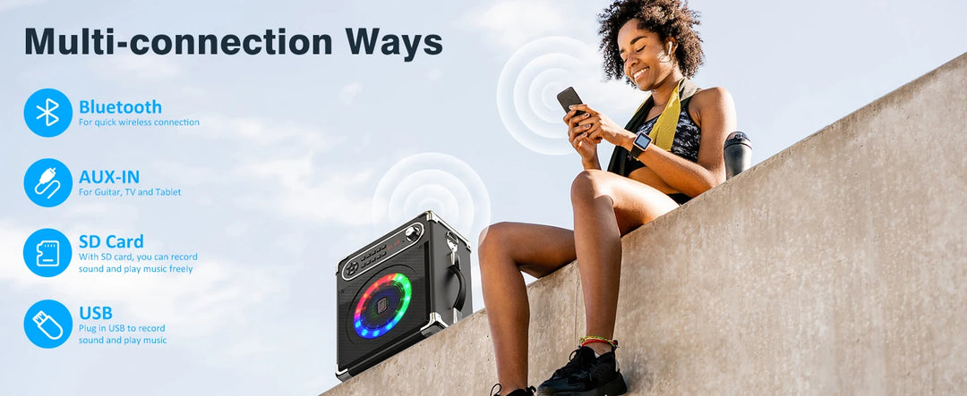 Bluetooth Karaoke Machine, Home Karaoke System, Wireless Speaker with FM Radio, 2 Karaoke Microphone, Remote Control