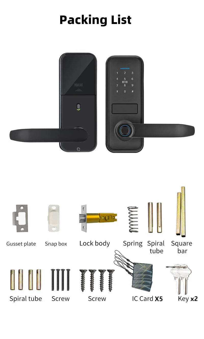 RAYKUBE Smart Biometric Fingerprint Door Lock Electronic Lock Tuya App Set Fingerprint/ Password/ Card Unlock Delivery From US