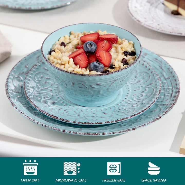 vancasso VINE 16/32/48 Ceremic Plates Dinner Set Stoneware Tableware Set with Dinner Plate,Dessert Plate,Bowl,Mug for 12 Person