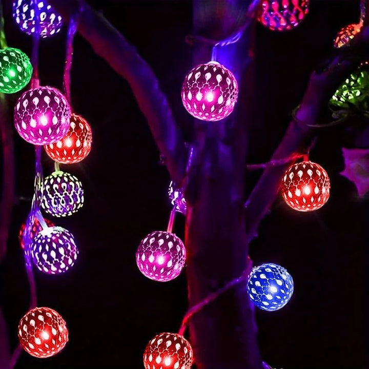 3.5M Solar String Lights Moroccan Ball RGB LEDs Perfect for Weddings Parties Birthdays Christmas Home Bedroom Garden Yard Decor