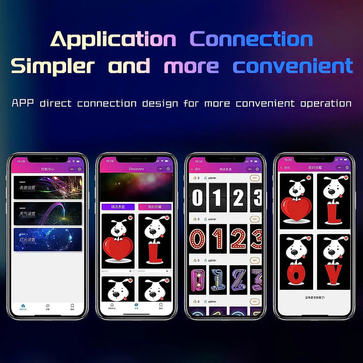 Night Light DIY Nixie Tube Clock Kit Simulation, Digital Clock APP Time Calibration, 3 Light Mode, 12/24h Display IPS