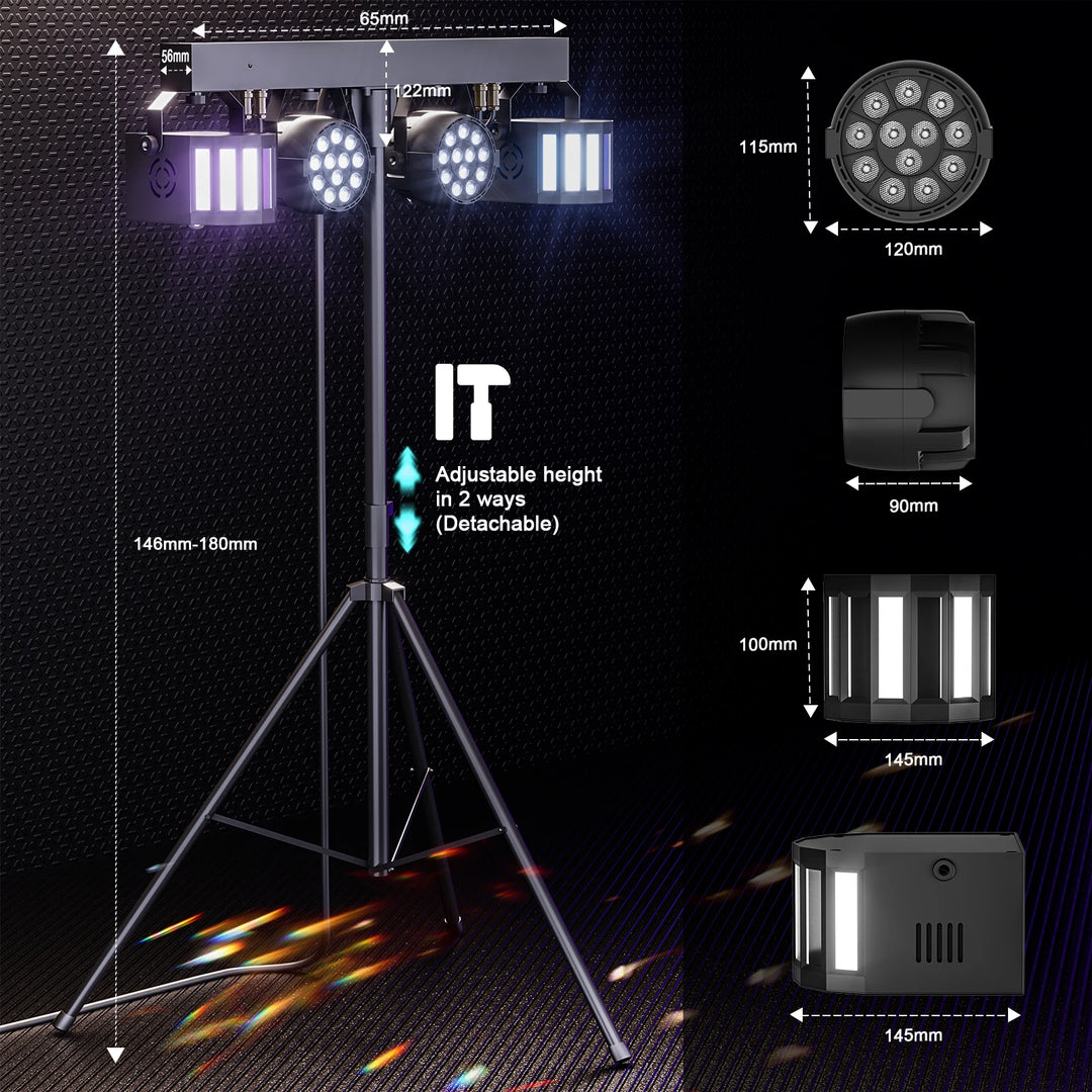 U`King Combination Bracket Lights 60W RGBW LED Par Light DMX Controlled Stage Light For DJ Disco Concerts Wedding Birthday Party