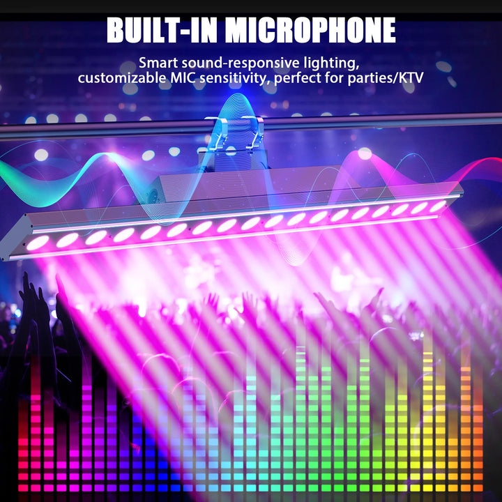 U'King 1/2/4Pcs 120W Wall Washer Lights 18X8W RGBW LED Stage Light Bar With White Fill Lighting For Wedding Party KTV Club Event