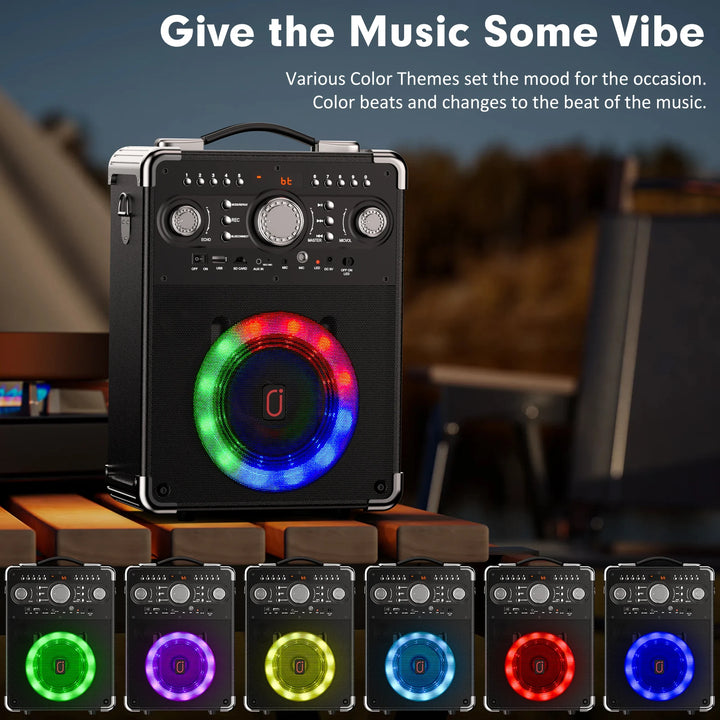 FanFun Karaoke Speaker with 3 Wireless Microphone, Bluetooth Speaker with LED Light, Portable Outdoor Party Speaker