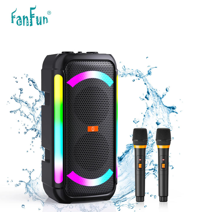 T30 Karaoke Bluetooth Speaker Music Rhythm Light 360 Degree Stereo Surround Wireless Subwoofer with 2 Wireless Bluetooth Mic