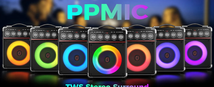 FanFun Portable Speaker Microphones Karaoke Machine with DJ Lighting PA System for Home Singing Adults