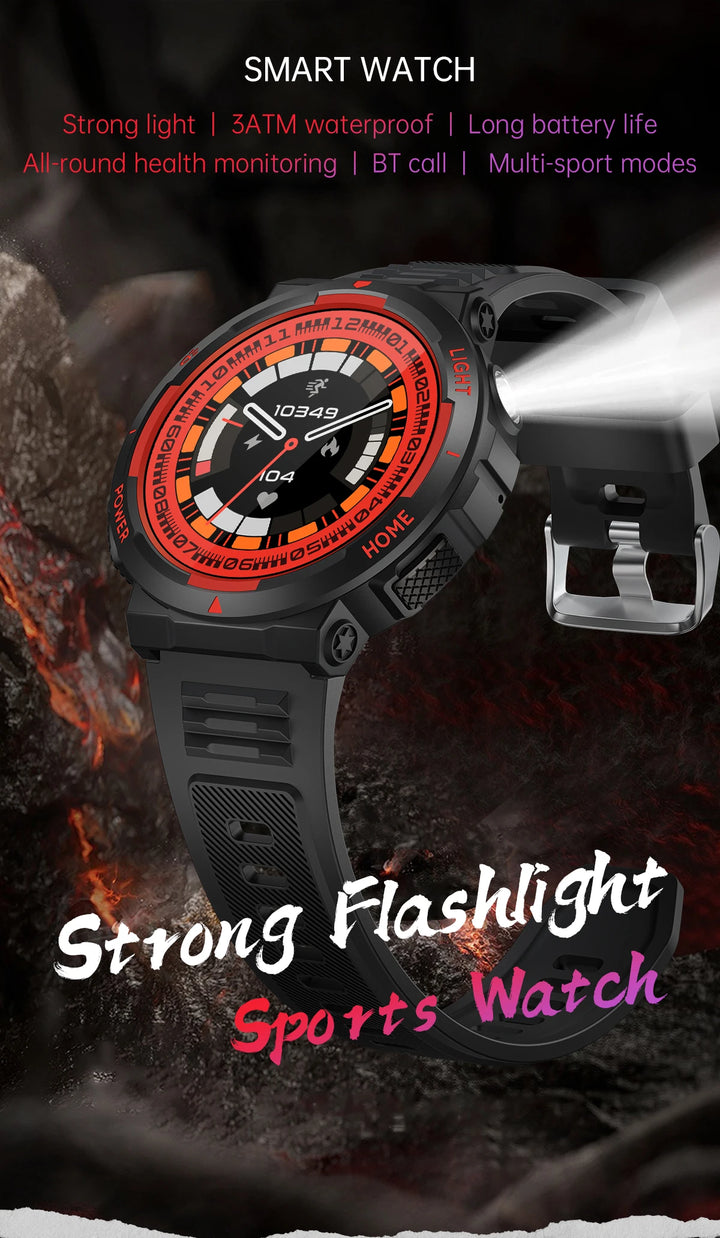 EIGIIS New Smart Watch Men 3ATM Waterproof 1.53" KT75 Outdoor Sports With LED Flashlight Health Monitoring Bluetooth Call