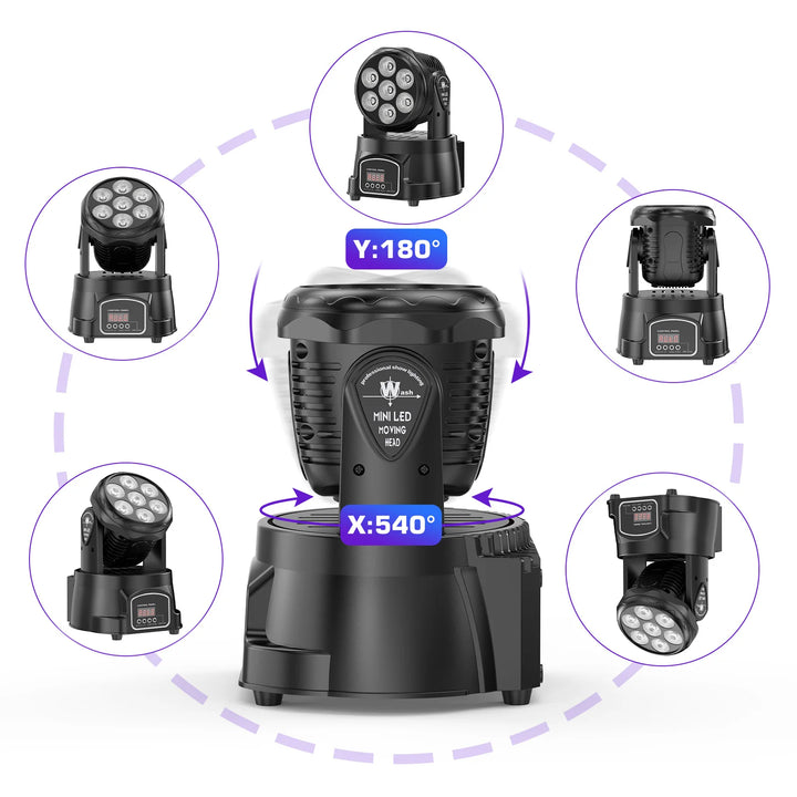 U`King 4Pcs 50W Moving Head Stage Lights 7X4W RGBW LED Beam SpotlightS DMX DJ Light For Disco Music Wedding Party Dance Club KTV