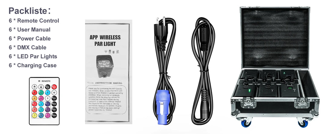 U'King 6Pcs 6X18W LED RGBWA+UV Rechargeable Battery Par Lights With Rechargeable Flightcase Set For DJ Disco Wedding Party Bar