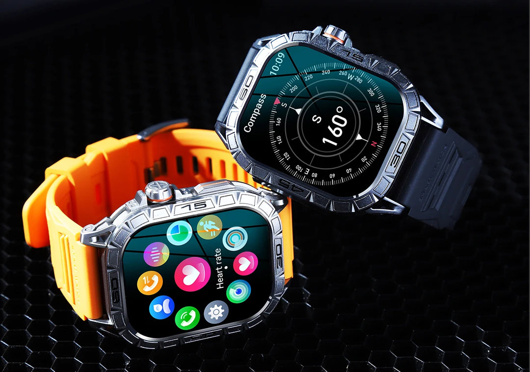 EIGIIS New Smart Watch ED Display 100+ Sport Mode With Compass IP68 Waterproof Bluetooth Call Heart Rate Blood Pressure Men K63