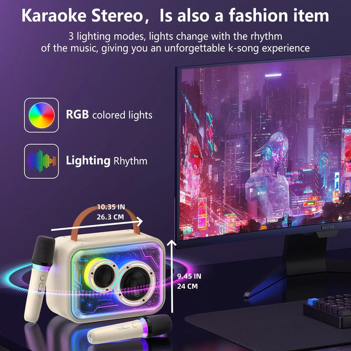 Kids Karaoke Machine, Mini Bluetooth Speaker with Microphone for Singing Home Party, Christmas Halloween Kids Birthday Easter