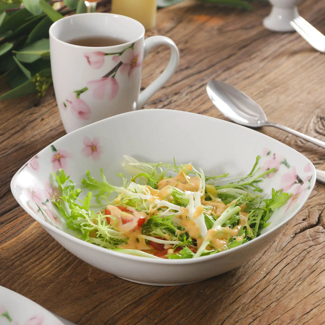 VEWEET ANNIE 50/100-Piece Porcelain Dinner Set with Egg Cup,Cup&Saucer,Mug,Dessert&Soup&Dinner Plate,Bowl,Milk Jug,Sugar Pot Set
