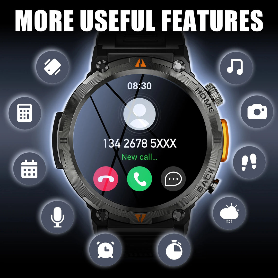 EIGIIS KE3 Bluetooth Call Smart Watch Men Full Touch Screen Health Monitor Clock With Flashlight  For IOS Android