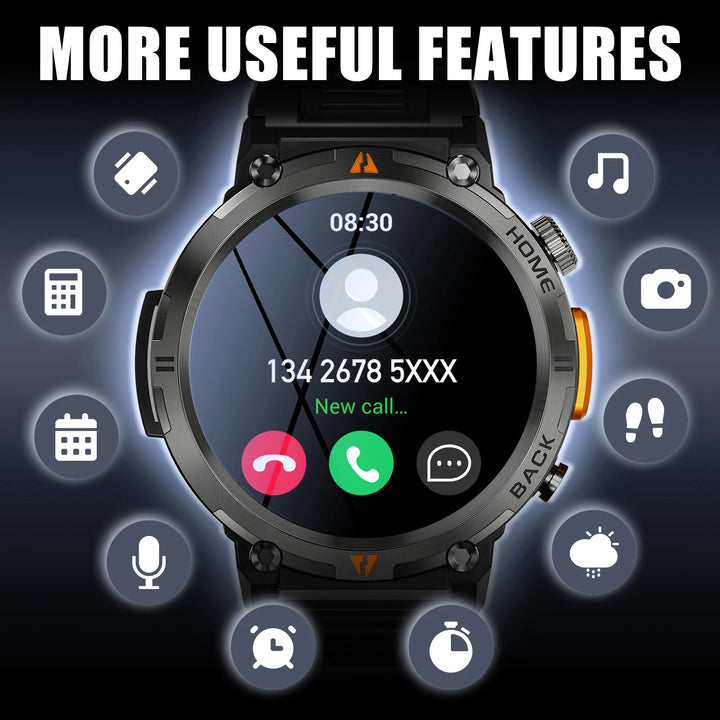 EIGIIS KE3 Bluetooth Call Smart Watch Men Full Touch Screen Health Monitor Clock With Flashlight  For IOS Android