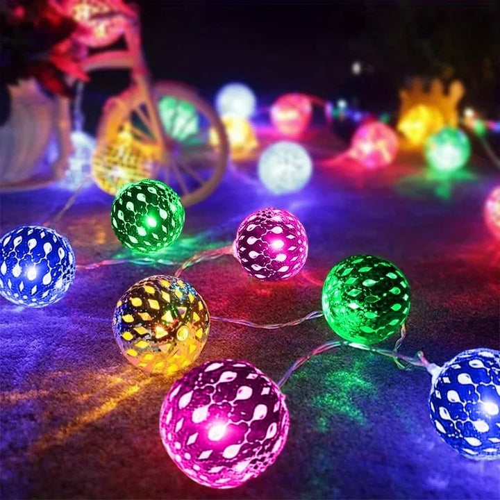 3.5M Solar String Lights Moroccan Ball RGB LEDs Perfect for Weddings Parties Birthdays Christmas Home Bedroom Garden Yard Decor