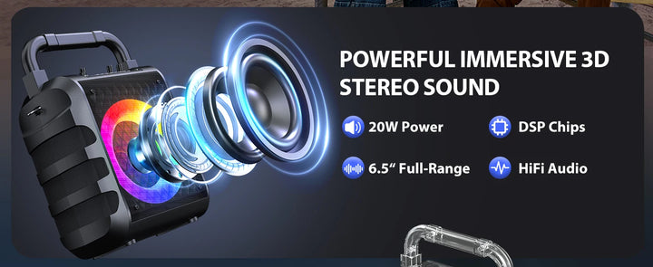 FanFun Wireless Speaker, Portable Bluetooth Speaker with Microphone and LED Light, Karaoke Speaker Machine, Home Karaoke System