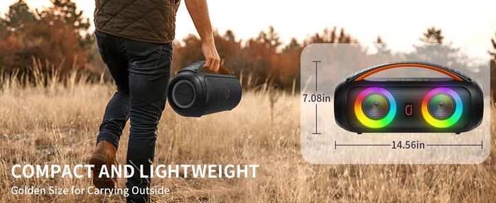 40W Waterproof Bluetooth Speaker, Portable Wireless Speaker, Outdoor Party Boombox Speaker, Deep Rich Bass, Dazzling LED Light