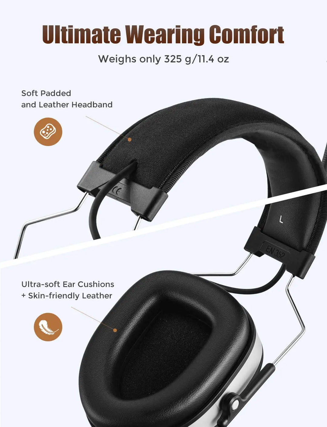 Mpow Bluetooth Noise Reduction Ear Muffs with Microphone AM/FM Radio Ear Hearing Protection NRR 29dB/ SNR 32dB Noise Reduction