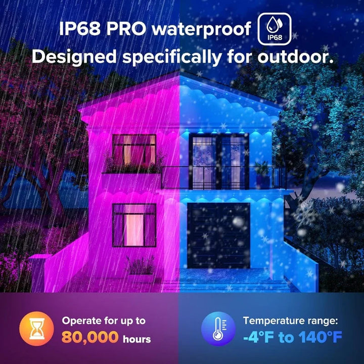 RGB Eaves Light Outdoor Lighting Lights Eaves String LED Music Sync Timer Waterproof String Party Home Holiday Decor Moving Gift