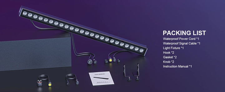 U'King 4Pcs 100W IP65 Waterproof Wall Washer Light 24X3W RGB LED Wall Wash Light Bar Sunlight For Outdoor Building Wedding Party