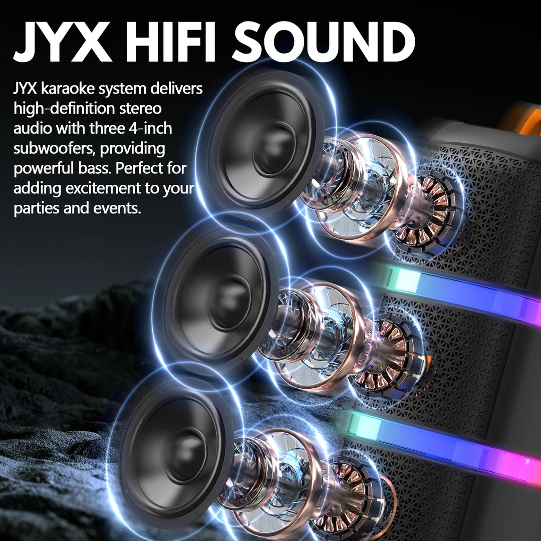 FanFun 2 Wireless Microphones Series Karaoke Machine with Treble/Bass Adjustment, Wireless PA System, 8 Sound Effects