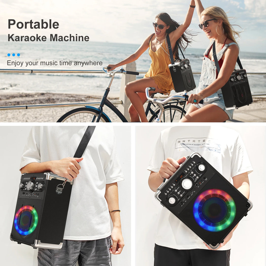 S8 Kara Ok with 2 Microphones, Portable Bluetooth 5.3 Kara Ok Speaker, Suitable for Outdoor Activities, Parties and Parties