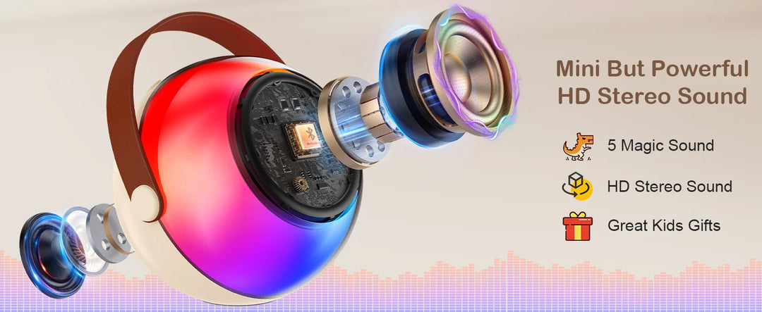 Wireless Microphones & Speaker System with Built-in Mic, LED Lighting Effects, USB-C Fast Charging, Camping, Valentine's Gifts