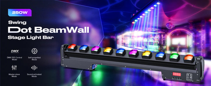 U'King 2Pcs 250W RGBW Wall Washer Light 10X25W LED Rotatable Dot Beam Moving Head Stage Lights For Party KTV Club Bar Wedding DJ