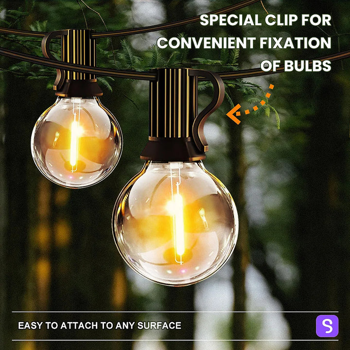 LED G40 Globe String Lights With US Plug, E12 Base, Waterproof Shatterproof Outdoor Hanging Patio Lamps for Backyard Porch