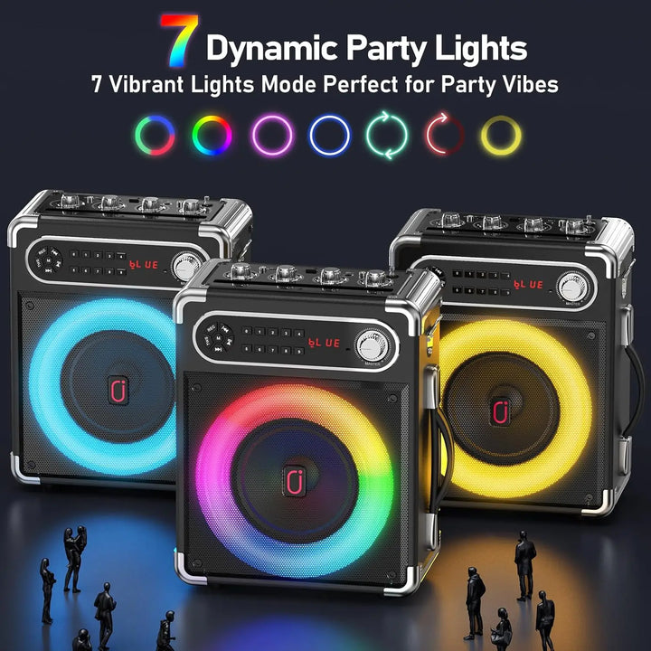 FanFun Karaoke Machine with 2 Microphones, Portable Bluetooth 5.3 Karaoke Speaker for Outdoor Events,Gatherings and Parties