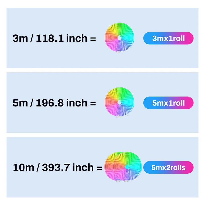 neon rope lights,GB Led Strip Lights, Waterproof IP67, DIY Design, Music Sync,  Remote Control, Multiple Modes