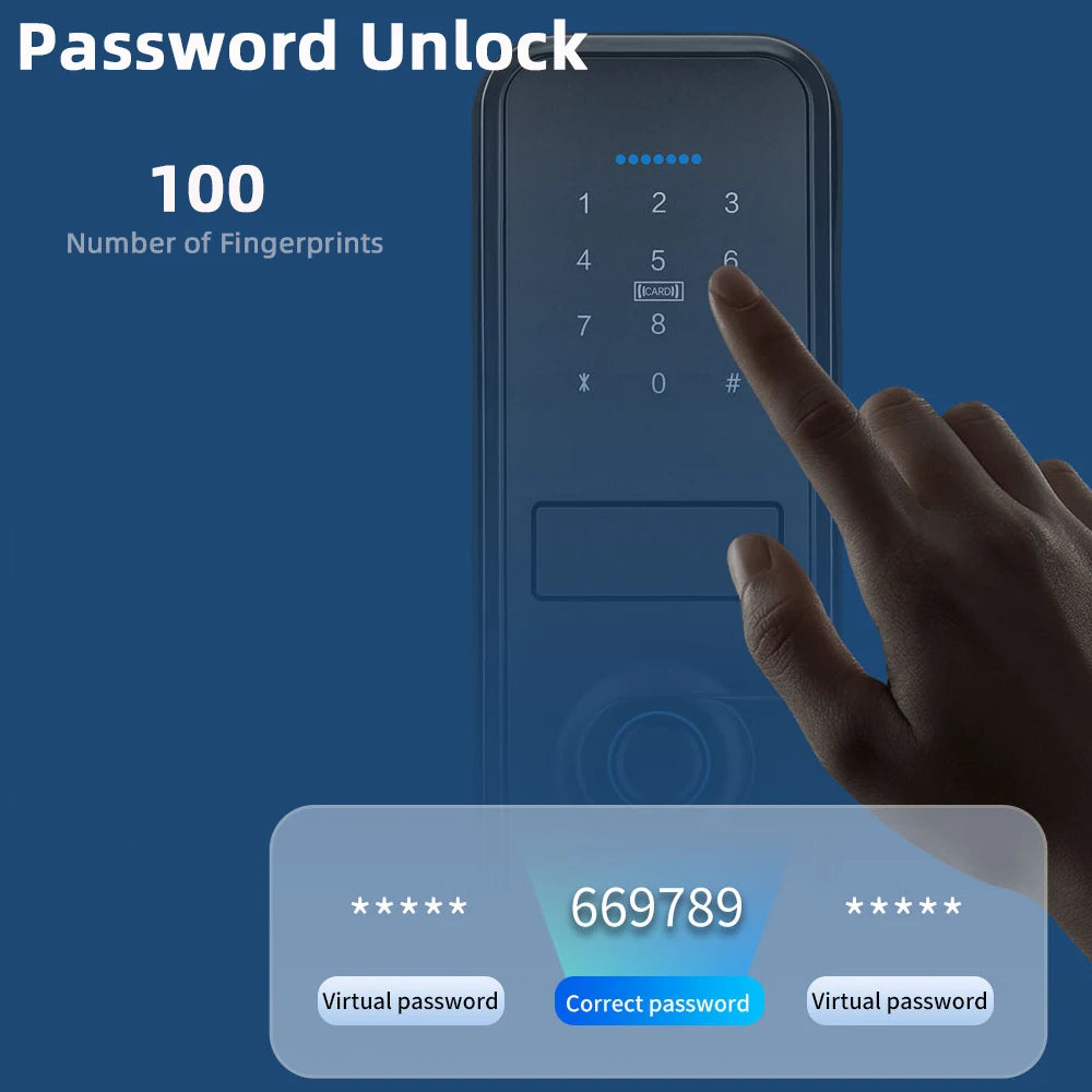 RAYKUBE Smart Biometric Fingerprint Door Lock Electronic Lock Tuya App Set Fingerprint/ Password/ Card Unlock Delivery From US