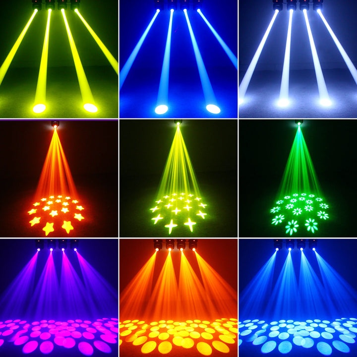 U'King 2Pcs 100W LED Beam Gobo Moving Head Stage Light 18Prism Dazzling Effect DMX DJ Light For Club KTV Disco DJ Party Lighting